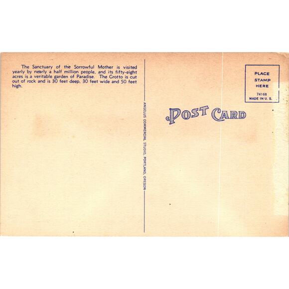 Vintage Postcard The Grotto Sanctuary of Our Sorrowful Mother Portland Oregon - Picture 2 of 2
